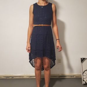 Navy blue all lace high low